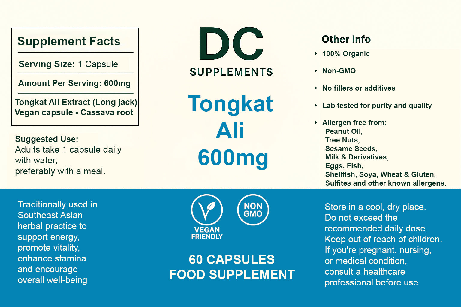 Pre Order - Shipping 15/09 Tongkat Ali 600mg 60 Capsules