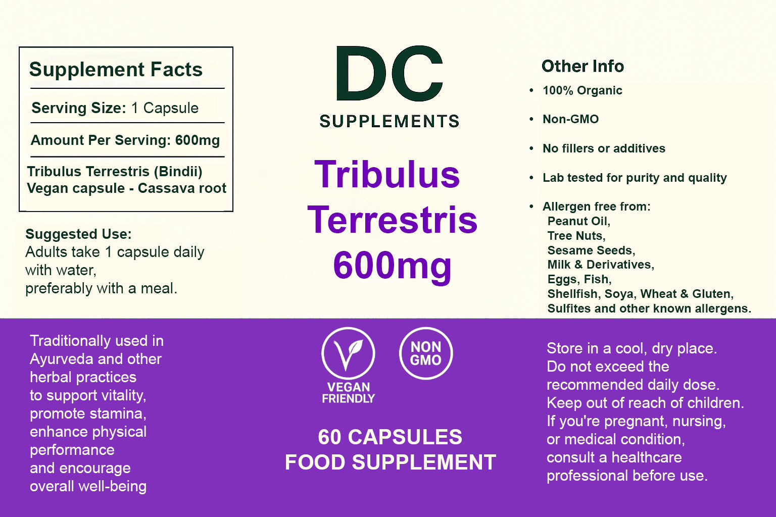 Tribulus Terrestris 600mg 60 Capsules